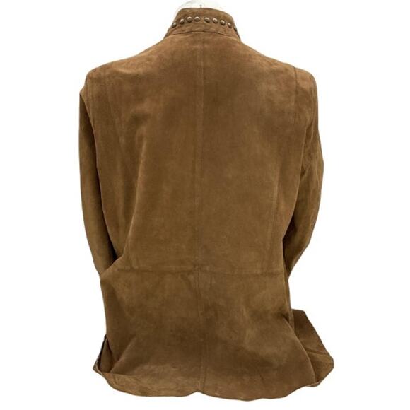 Vintage Suede Studded Boho Jacket – Tie Front, Runway Style, Size L - Picture 4 of 5